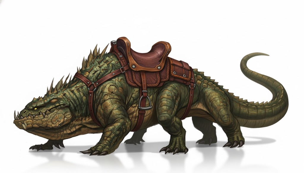 Click to enlarge Riding Basilisk with saddle and harness